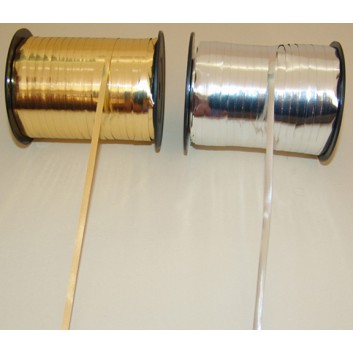  Ringelband metallic-glänzend; 5 mm x 400 m; uni-glänzend; silber; Polyband metallisiert 