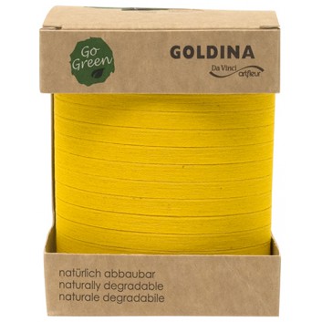  GoldiDecor Baumwoll-Ringelband Nature-Pack; 5 mm x 200 m; uni; gelb; # 10; Baumwollringelband/Kräuselband; ohne Draht; Baumwolle 