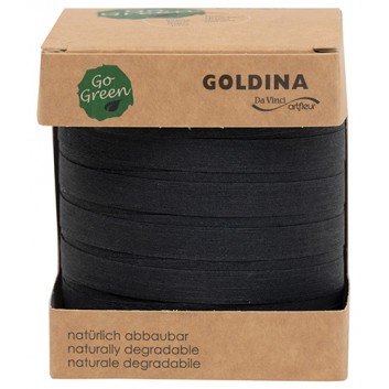  GoldiDecor Baumwoll-Ringelband Nature-Pack; 10 mm x 100 m; uni; schwarz; # 90; Baumwollringelband/Kräuselband; ohne Draht; Baumwolle 