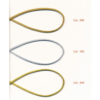  SWS Kordel; 2 mm x 20 m; uni, metallic; gold / silber; Flechtkordel; mit Draht; 97% PES, 3% CU 