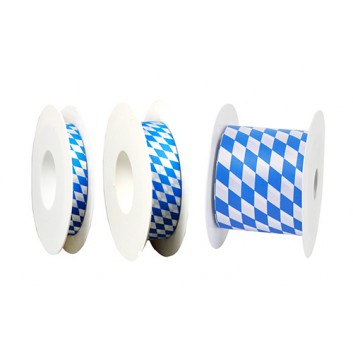  GoldiDecor Geschenkband; 15 mm x 25 m; bayerisch Raute; weiß-blau; Schnittband; Polyester, Schnittband; ohne Draht 