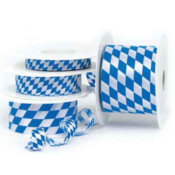  GoldiDecor Geschenkband; 40 mm x 25 m; bayerisch Raute; weiß-blau; Schnittband -; Polyester, Schnittband; ohne Draht 