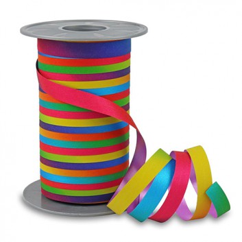  Präsent Ringelband Glitter; 10 mm x 100 m; uni: Glitter - Rückseite: einfarbig matt; Regenbogen-Farbverlauf (rainbow); 099; Polyband 