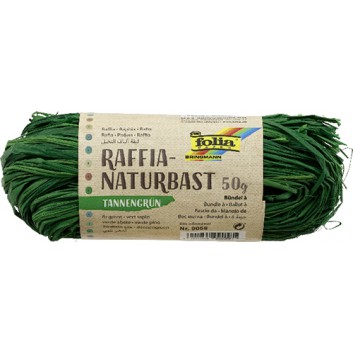  folia Bast; 50g-Bündel; uni; 58 = tannengrün; Naturbast 