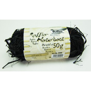  folia Bast; 50g-Bündel; uni; 90 = schwarz; Naturbast 