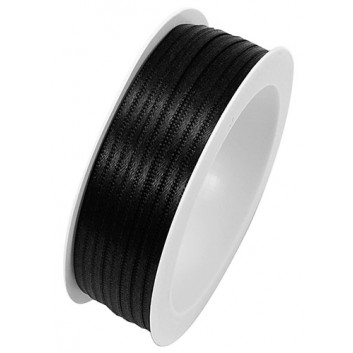  GoldiDecor Geschenkband Satin; 3 mm x 50 m; uni; 90 = schwarz; Satinband 