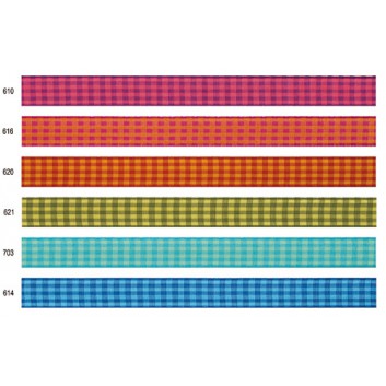  Präsent Geschenkband; 15 mm x 20 m; Vichy Multicolor; 6 Farbstellungen; Textilband; ohne Draht; Restposten 