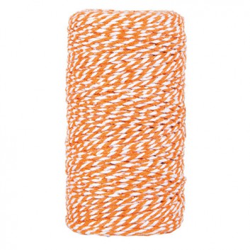  Kordel, Baumwolle; 2 mm x 100 m; Bicolor/2-farbig; orange-weiß; 2833 10; 2-farbig; ohne Draht; Baumwolle 