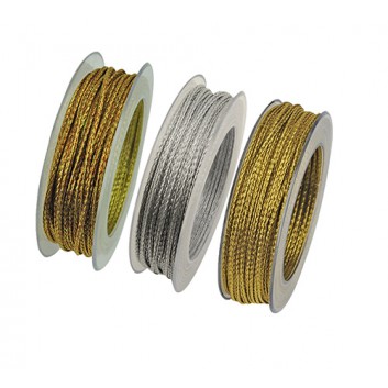  GoldiDecor Flechtkordel; 3 mm x 20 m; Calgary: uni, metallic; gold / silber / kupfer; 1-farbig 