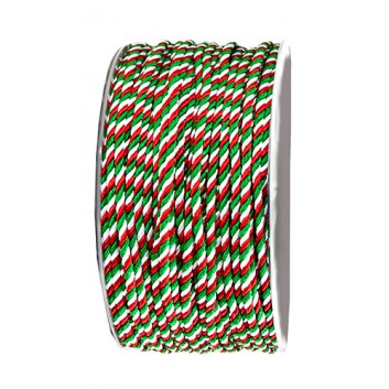  Kordel; 3 mm x 25 m; Landesfarbe Italien; grün-weiß-rot; 3-farbig 