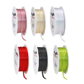  Präsent Recycling-Geschenkband; verschiedene Formate; New Life Satin, uni-glatt, glänzend; viele Farben; Recyclingband; ohne Draht 