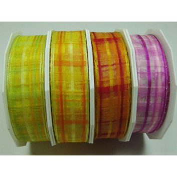  Präsent Geschenkband; 25 mm x 20 m; Catania; 4 Farbstellungen; Textilband; mit Draht; 100 % Polyester 