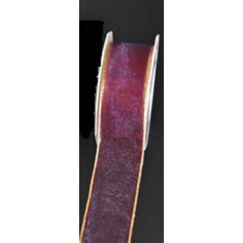  Präsent Geschenkband mit farbiger Drahtkante, Tr; 40 mm x 20 m; Xmas Organdy: uni mit Goldrand; 610 = lila; Organzaband; mit Draht 