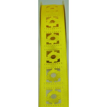  GoldiDecor Band; 40 mm x 25 m; Motivstanzung: Blume; 10 = gelb; 8947-10; Textilband; ohne Draht 