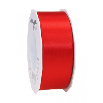  Präsent Recycling-Geschenkband; 40 mm x 25 m; New Life Satin, uni-glatt, glänzend; rot; # 609; Recyclingband; ohne Draht 