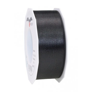  Präsent Recycling-Geschenkband; 40 mm x 25 m; New Life Satin, uni-glatt, glänzend; schwarz; # 613; Recyclingband; ohne Draht 