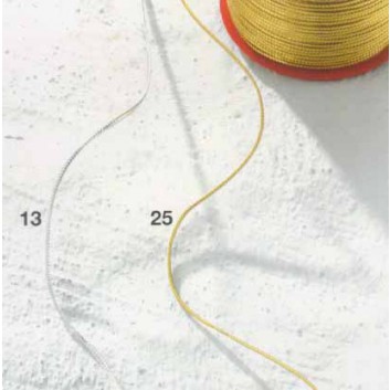  Kordel; mittlere Stärke, 250g = ca. 525 m; Cordonnet: uni, metallic; gold / silber; 1-farbig 