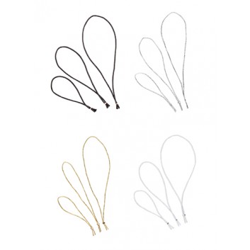  Elastik-Schlinge; 15 cm; ohne Schleife; weiß/silber/gold/schwarz; Elastik-Rundkordel mit Metallklammer; ideal für Anhänger und Etiketten 