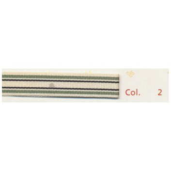  Geschenkband; 10 mm x 20 m; Deckchair Stripe; creme-grün-schwarz; 2; Textilband; ohne Draht 