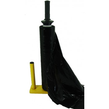  Abroller für Stretchrollen, Metall; 45-50 cm; kein Messer; als Handabroller; Farbe: gelb / Griff: Kunststoff; Lieferung erfolgt zerlegt 