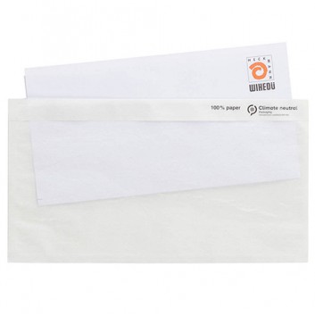 Begleitpapiertasche aus Pergaminpapier; DIN lang: 228x120mm - lange Seite offen; unbedruckt; milchig durscheinend; außen: ca. 240 x 130 + 20 mm 