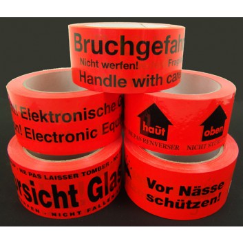  Warnrolle - Top-Qualität; diverse Warntexte; 50 mm x 66 m; leuchtorange; PVC, selbstklebend 