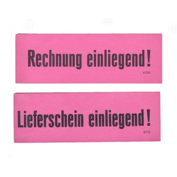  HERMA Warnzettel, umweltgerechtes Papier; 4 x 12 cm; Rechnung / Lieferschein einliegend; pink + schwarzer Druck 