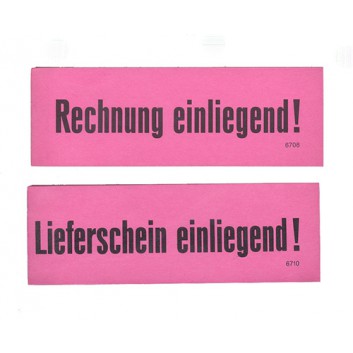  HERMA Warnzettel, umweltgerechtes Papier; 4 x 12 cm; Rechnung / Lieferschein einliegend; pink + schwarzer Druck 
