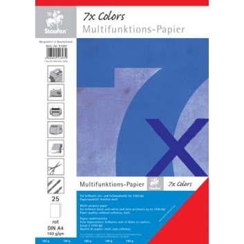  Staufen Multifunktionspapier; verschiedene Farben; DIN A4; 160 g/qm; matt; Inkjet - und Laserdrucker; beidseitig bedruckbar; 25 Blatt Packung 