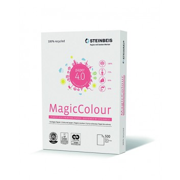  Steinbeis A4 80g Magic Color, 100% Recycling; verschiedene Pastellfarben; DIN A4; 80 g/qm; ungestrichen; Inkjet - und Laserdrucker 