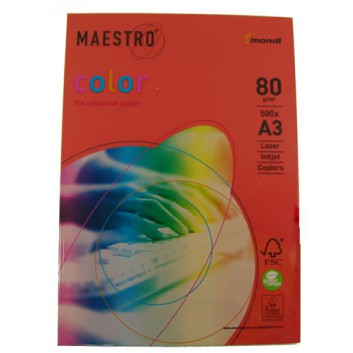  Mondi Maestro Color Intensiv Office-Papier; ziegelrot; DIN A3; 80 g/qm; matt; Inkjet - und Laserdrucker; hervorragende Laufeigenschaft 
