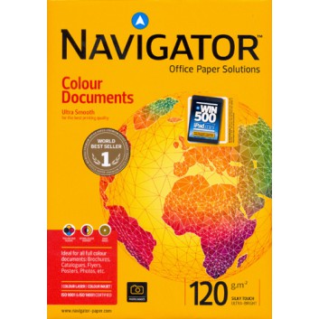  Navigator A3 120g Colour Documents,  Officepapier; hochweiß; DIN A3; 120 g/qm; ultraglatt; Inkjet - und Laserdrucker; exzellenter Druckkontrast 