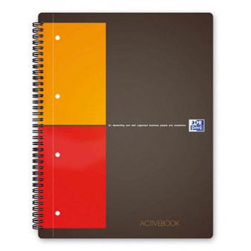  Oxford Spiralblock Activebook; DIN A4; liniert / kariert; 80g/qm, holzfrei; 80 Blatt; Doppelspirale seitlich; Deckblatt, verschiedene Farben 