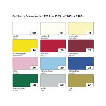  folia Doppelkarten mit Kuvert und weißem Einle; 11 = strohgelb; 13,5 x 13,5 cm; naßklebend; 5 Karten + 5 Kuverts 