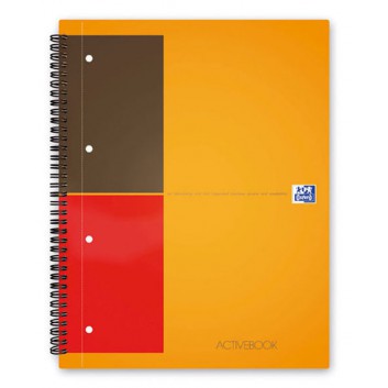  Oxford Spiralblock Activebook; DIN A5; liniert / kariert; 80g/qm, holzfrei; 80 Blatt; Doppelspirale seitlich; Deckblatt, verschiedene Farben 