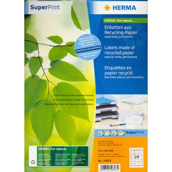  HERMA Recycling Universal-Etiketten; verschiedene Formate; weiß (ISO 97/ CIE 133); Etikettenpapier aus 100% Recyclingpapier; permanent 