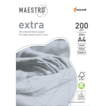  Maestro A4 200g Maestro Extra, Officepapier; weiß; DIN A4; 200 g/qm; matt; Inkjet - und Laserdrucker; hohe Alterungsbeständigkeit 