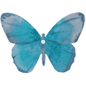  GoldiDecor Deko-Streuartikel; Schmetterling; wasserblau; 70 mm; Textilstreuartikel; mit Loch zum Auffädeln am Geschenkband; 2 Stück 