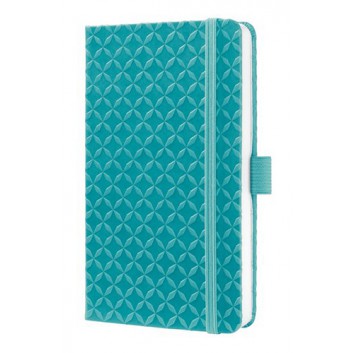  Sigel Notizbuch Jolie; liniert; 95 x 150 mm (ca. A6); Hardcover, aqua green; 174 Blatt; 80 g/m²; Fadenheftung; Stifteschlaufe; Gummibandverschluß 