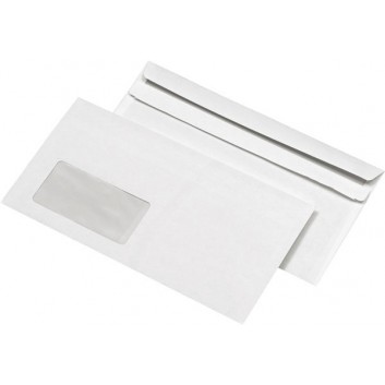  Briefumschläge; 110 x 220 mm (DIN DL); weiß; mit Fenster; selbstklebend; gerade Klappe; 70 g/qm; grauer Innendruck; 30002375; Kleinpack 