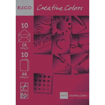  ELCO Doppelkarten mit Kuvert und weißem Einle; 10 Farben; DIN A6 hoch; naßklebend; 10 Karten + 10 Kuverts 