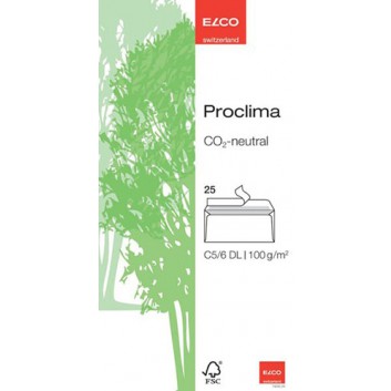  ELCO Briefumschläge Proclima CO2-neutral; 114 x 229 mm (DIN lang = DL = C5/6); weiß; ohne Fenster; Haftklebung mit Abdeckstreifen; gerade Klappe 