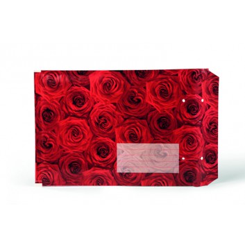  Luftpolstertasche; Rosen, rot; DIN A5 / DIN A4; ohne Fenster; #4/D /  #7/G; Papier und Polyethylen; mit Haftstreifen; Länge x Öffnungsbreite 