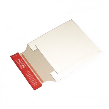 ColomPac Vollpapptasche; weiß; 185 x 165 mm; 175 x 160 mm; ohne Fenster; z.B. für CD`s; Vollpappe; mit Haftstreifen und Aufreißfaden; L x B 