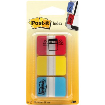  Post-it Haftmarker Index Strong; 25,4 x 38 mm; 2 versch. Farbkombinationen 3f sortiert; Polyester; extra stark, ablösbar 