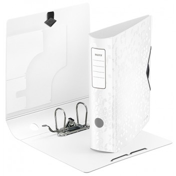  LEITZ Qualitäts-Ordner Active WOW; für DIN A4; weiß (neues geometrisches Design); 80 mm, abgerundet; 2 Ringe 