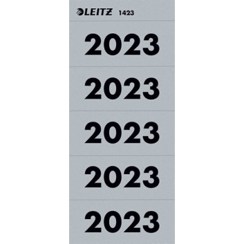  LEITZ Ordner-Etikett Jahreszahl 2023; 60 x 25,5 mm; grau; Papier; selbstklebend, permanent; lösungsmittelfrei; nicht druckergeeignet; 20 Blatt 