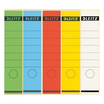  LEITZ Rückenschilder für Handbeschriftung; breit - kurz oder lang; 5 Farben; Papier; permanent; für Handbeschriftung; 10 Blatt; 1 Etikett 