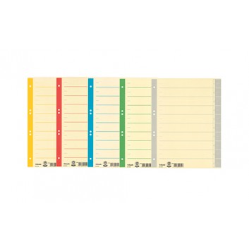  LEITZ Trennblatt; 4 Farben; 240 x 300 mm  (für DIN A4+); mit ausschneidbaren Taben; Karton 230 g /qm; 6fach Lochung, hinterklebt; 25 Blatt; B x L 