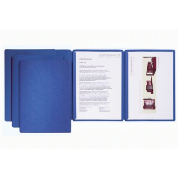  PAGNA Präsentationsmappe Sprint; blau; für DIN A4; hochwertiger Karton; 3 - teilig; 2 Klemmschienen, Halbmondstanzung 